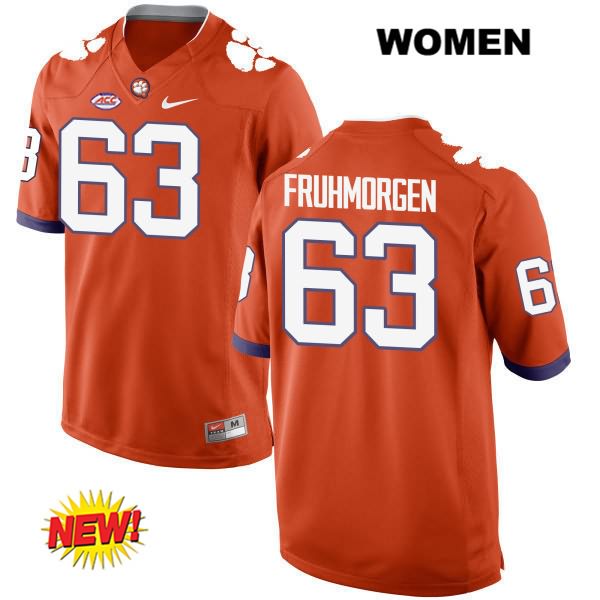 Women's Clemson Tigers #63 Jake Fruhmorgen Stitched Orange New Style Authentic Nike NCAA College Football Jersey ULL7546GQ